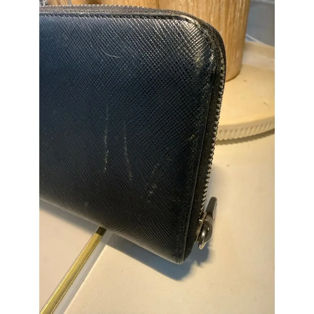 Prada Saffiano Leather Zip-Around Long Wallet